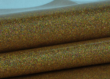 Çin Sentetik Ayna Deri Glitter Kumaş Rulo / Altın Glitter Kumaş 0.4mm Kalınlık Tedarikçi