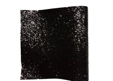 Çin PU Tekstil Tıknaz Glitter Kumaş Duvar Kaplamaları Siyah Duvar Kağıdı 25cm * 138cm Fabrika